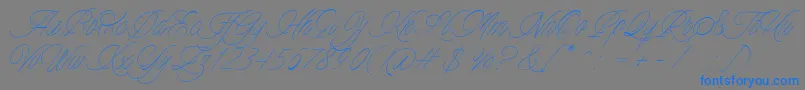 フォントCharmline Script Personal Use – 灰色の背景に青い文字