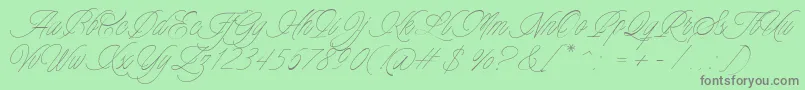Więcej informacji o czcionce Charmline Script Personal Use Czcionka Charmline Script Personal Use – szare czcionki na zielonym tle