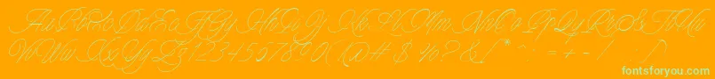 Saiba mais sobre a fonte Charmline Script Personal Use Fonte Charmline Script Personal Use – fontes verdes em um fundo laranja