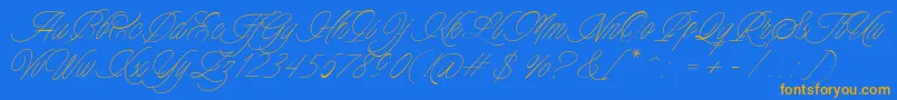 Fonte Charmline Script Personal Use – fontes laranjas em um fundo azul