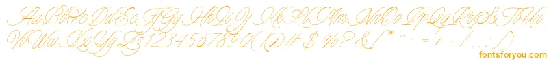 Charmline Script Personal Use-Schriftart – Orangefarbene Schriften auf weißem Hintergrund