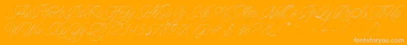 フォントCharmline Script Personal Use – オレンジの背景にピンクのフォント