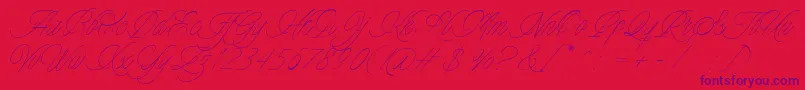 Fonte Charmline Script Personal Use – fontes roxas em um fundo vermelho
