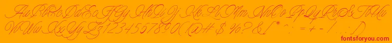 Charmline Script Personal Use Font – Red Fonts on Orange Background