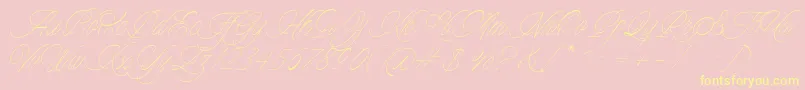 Charmline Script Personal Use Font – Yellow Fonts on Pink Background