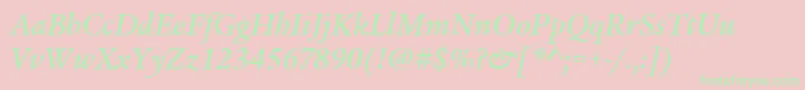 LegacySerifItcMediumItalic Font – Green Fonts on Pink Background