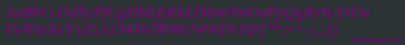 フォントLegacySerifItcMediumItalic – 黒い背景に紫のフォント