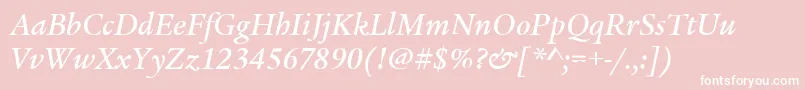 LegacySerifItcMediumItalic Font – White Fonts on Pink Background