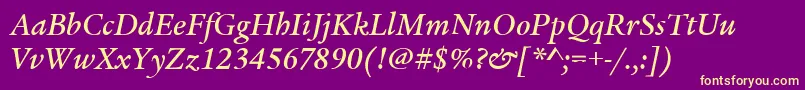 LegacySerifItcMediumItalic Font – Yellow Fonts on Purple Background