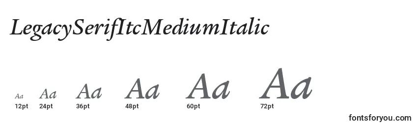 Размеры шрифта LegacySerifItcMediumItalic