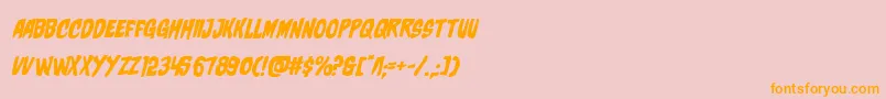 フォントcharmlingexpandital – オレンジの文字がピンクの背景にあります。