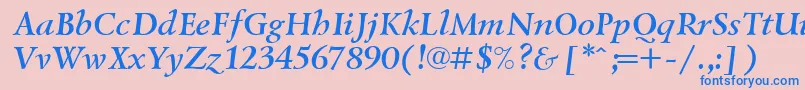 Подробнее о шрифте LazurskiBolditalicCyrillic Шрифт LazurskiBolditalicCyrillic – синие шрифты на розовом фоне