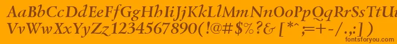 LazurskiBolditalicCyrillic-Schriftart – Braune Schriften auf orangefarbenem Hintergrund