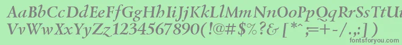 フォントLazurskiBolditalicCyrillic – 緑の背景に灰色の文字