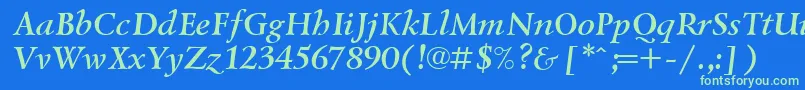 LazurskiBolditalicCyrillic Font – Green Fonts on Blue Background