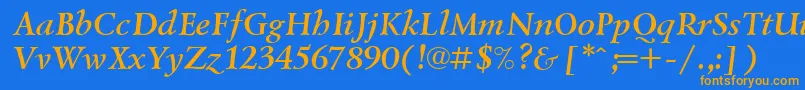 LazurskiBolditalicCyrillic Font – Orange Fonts on Blue Background