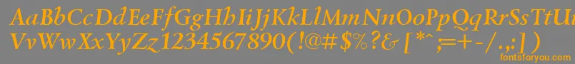 フォントLazurskiBolditalicCyrillic – オレンジの文字は灰色の背景にあります。