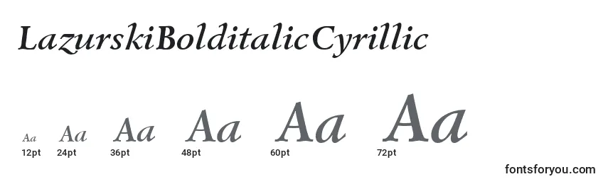 Размеры шрифта LazurskiBolditalicCyrillic