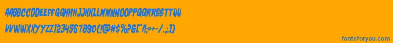 charmlingrotate2-Schriftart – Blaue Schriften auf orangefarbenem Hintergrund