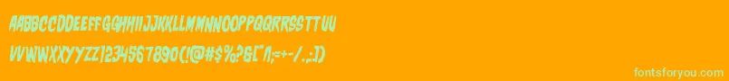 charmlingrotate2-Schriftart – Grüne Schriften auf orangefarbenem Hintergrund