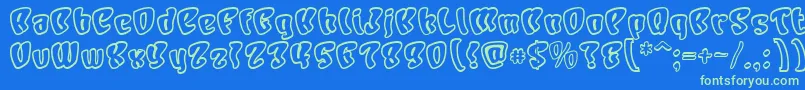 Czcionka CHARO    – zielone czcionki na niebieskim tle