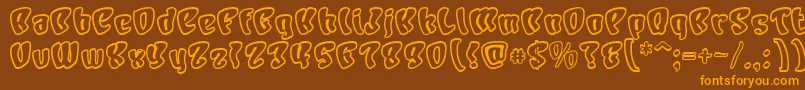 CHARO   -Schriftart – Orangefarbene Schriften auf braunem Hintergrund