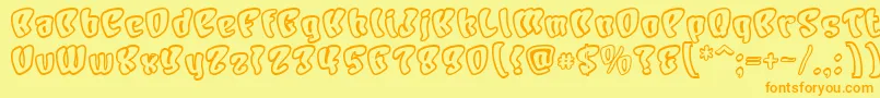 CHARO   -Schriftart – Orangefarbene Schriften auf gelbem Hintergrund
