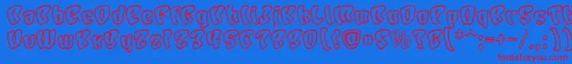 Czcionka CHARO    – czerwone czcionki na niebieskim tle