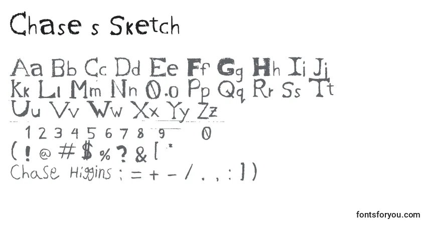A fonte Chase s Sketch – alfabeto, números, caracteres especiais