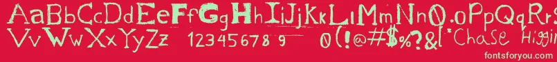 フォントChase s Sketch – 赤い背景に緑の文字
