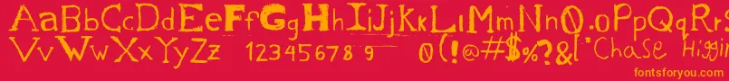 フォントChase s Sketch – 赤い背景にオレンジの文字