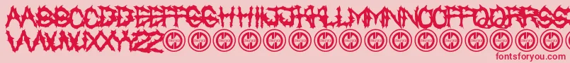 フォントChased Through The Woods – ピンクの背景に赤い文字