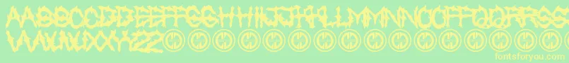 Chased Through The Woods Font – Yellow Fonts on Green Background