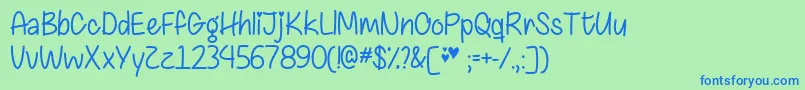 Czcionka Chasing Hearts   – niebieskie czcionki na zielonym tle