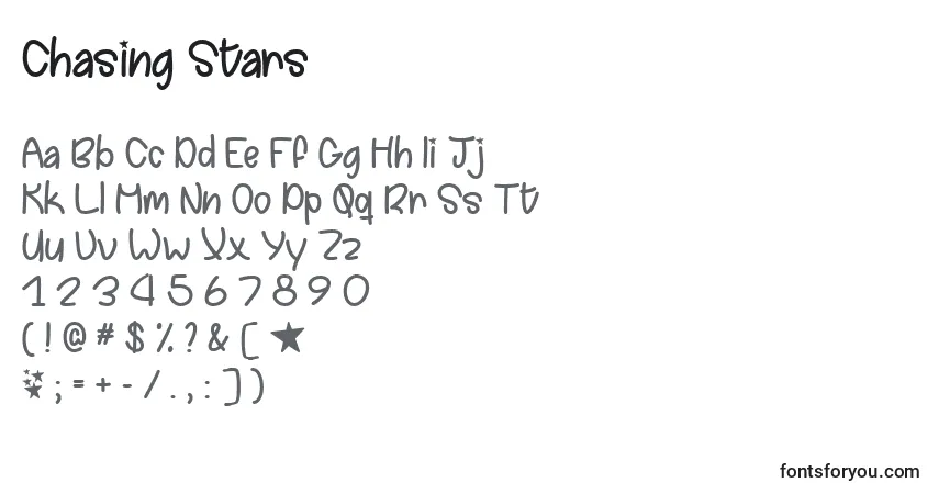 Шрифт Chasing Stars   (123216) – алфавит, цифры, специальные символы