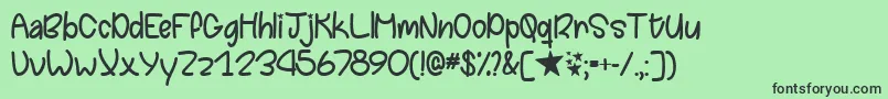 Czcionka Chasing Stars   – czarne czcionki na zielonym tle
