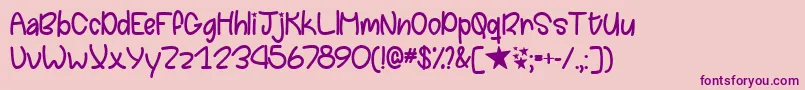 Czcionka Chasing Stars   – fioletowe czcionki na różowym tle