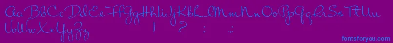フォントChat Moss – 紫色の背景に青い文字