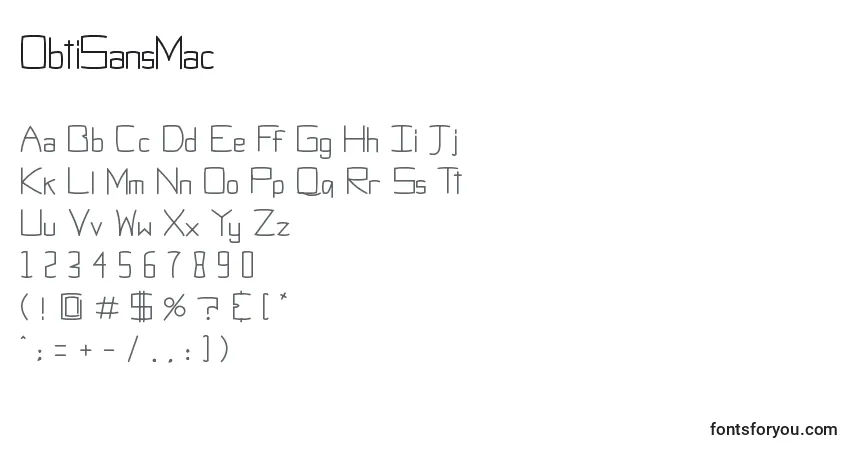 Шрифт ObtiSansMac – алфавит, цифры, специальные символы