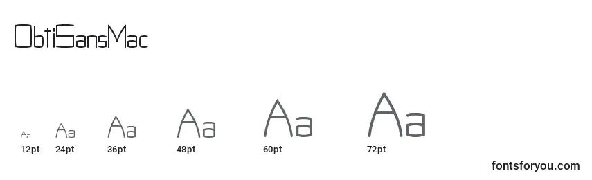 Размеры шрифта ObtiSansMac