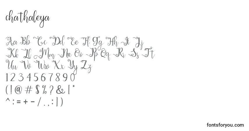 A fonte Chathaleya (123220) – alfabeto, números, caracteres especiais