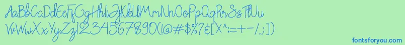 フォントChattagirie Bold – 青い文字は緑の背景です。
