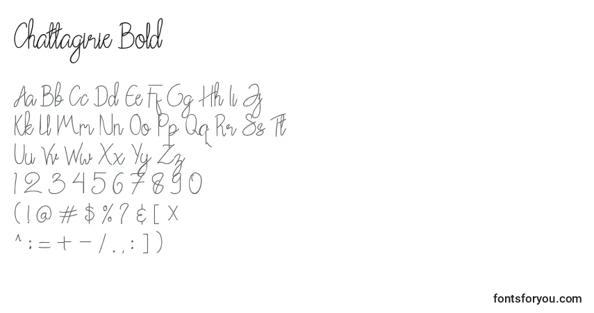 Schriftart Chattagirie Bold (123222) – Alphabet, Zahlen, spezielle Symbole