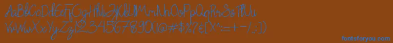 フォントChattagirie Bold – 茶色の背景に青い文字