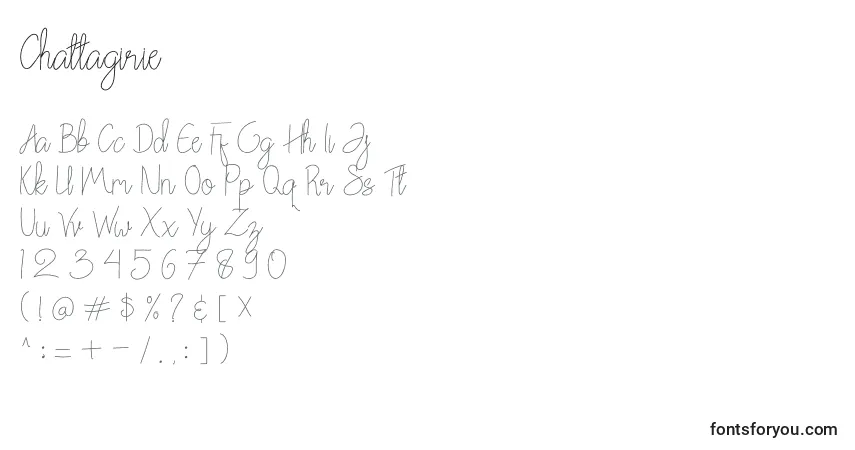 Schriftart Chattagirie – Alphabet, Zahlen, spezielle Symbole