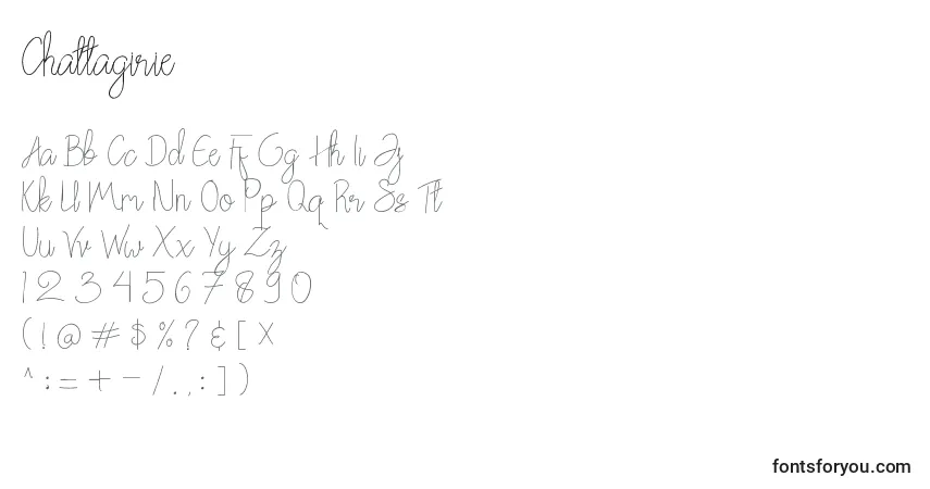 Schriftart Chattagirie (123224) – Alphabet, Zahlen, spezielle Symbole