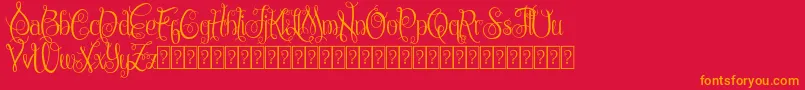 フォントChattelyneDemo – 赤い背景にオレンジの文字