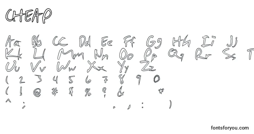 Czcionka CHEAP    (123227) – alfabet, cyfry, specjalne znaki