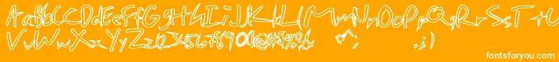 CHEAP   -Schriftart – Weiße Schriften auf orangefarbenem Hintergrund