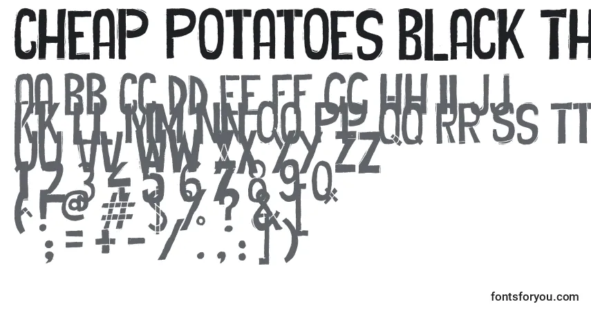 Schriftart Cheap Potatoes Black Thin – Alphabet, Zahlen, spezielle Symbole